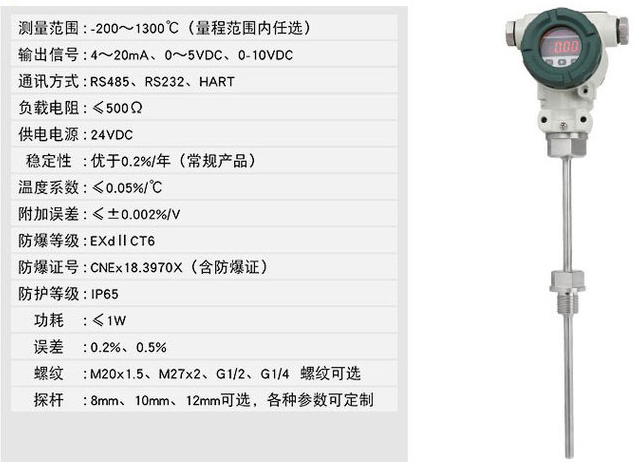 本安防爆溫度變送器技術(shù)參數(shù)對照表