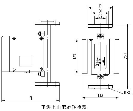 數(shù)顯金屬管浮子流量計(jì)外形尺寸圖