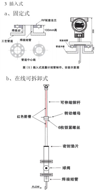 液氮靶式流量計(jì)插入式安裝示意圖