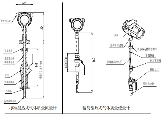 氣體質(zhì)量流量計插入式結(jié)構(gòu)圖