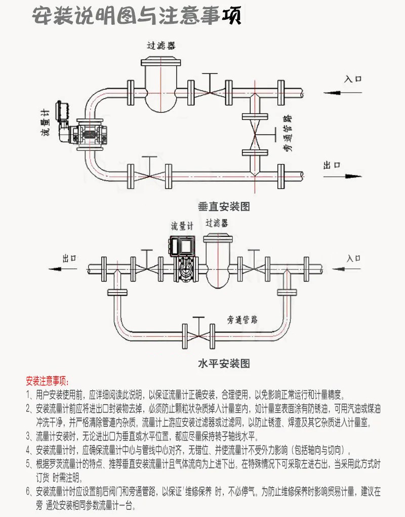 氣體腰輪流量計安裝說明圖