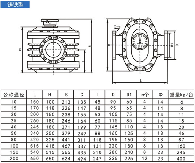 燃油流量計(jì)尺寸對(duì)照表